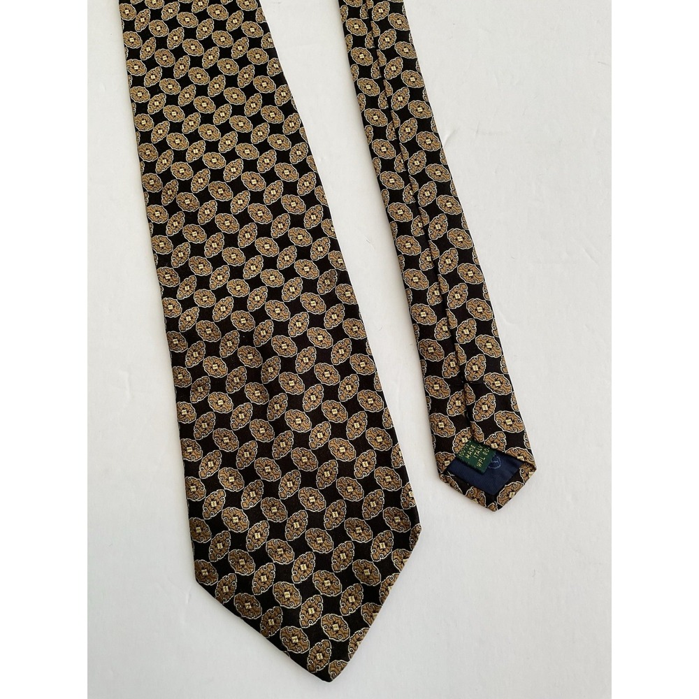Club Room Italy Gold Black Geometric Silk Tie